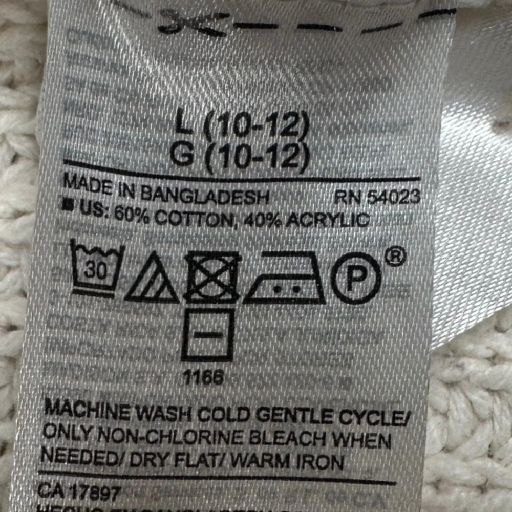 Old‎ Navy Girls Large 10-12 Cream Shaker Stitch Button Front Cardigan Sweater